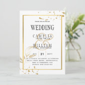 白エレガントと金ゴールドのフォト結婚式招待状 招待状 (スタンド正面)
