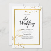白エレガントと金ゴールドのフォト結婚式招待状 招待状 (正面)