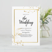 白エレガントと金ゴールドのフォト結婚式招待状 招待状 (スタンド正面)