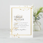 白エレガントと金ゴールドのフォト結婚式招待状 招待状 (スタンド正面)