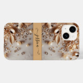 白エレガントと金ゴールドのフローラグリッター宝石 Case-Mate iPhoneケース (裏面 (横))