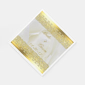 白エレガントと金ゴールドのフローラバラ スタンダードランチョンナプキン (角)