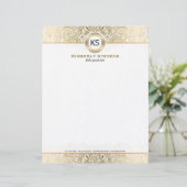 白エレガントと金ゴールドのフローラペイズリー レターヘッド (スタンド正面)