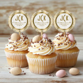 白エレガントと金ゴールドのフローラレースダマスパターン ラウンドシール