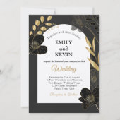 白エレガントと金ゴールドのフローラ写真結婚のカード セーブザデート (正面)