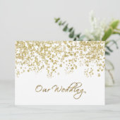 白エレガントと金ゴールドのポルカドット紙吹雪結婚の 招待状 (スタンド正面)