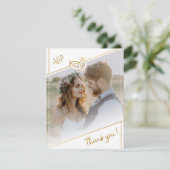 白エレガントと金ゴールドの写真結婚のサンキューカード サンキューカード (スタンド正面)