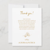 白エレガントと金ゴールドの写真結婚のサンキューカード サンキューカード (裏面)
