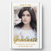 白エレガントと金ゴールドの卒業写真記念 フォトプラーク (正面)