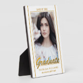 白エレガントと金ゴールドの卒業写真記念 フォトプラーク (側面)