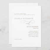 白エレガントと金ゴールドの花嫁の親の結婚数 招待状 (正面/裏面)