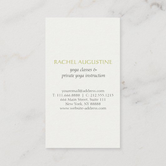 白エレガントと金ゴールドのOmシンボルヨガインストラクター 名刺 (裏面)