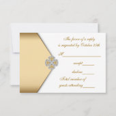 白エレガントと金ゴールドのRSVP 出欠カード (裏面)