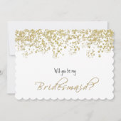 白エレガントと金ゴールドは私の花嫁の付き添いになるの？ 招待状 (正面)