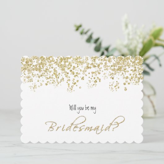 白エレガントと金ゴールドは私の花嫁の付き添いになるの？ 招待状 (スタンド正面)