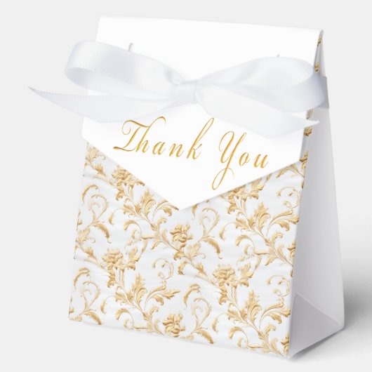 白エレガントと金ゴールドダマスク フェイバーボックス (正面)