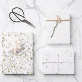 白エレガントと金ゴールドパタ結婚ーン ラッピングペーパーシート