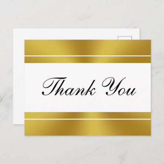 白エレガントと金ゴールドフェイクありがとう ポストカード (正面/裏面)