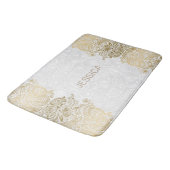 白エレガントと金ゴールドフローラペイズリーレース バスマット (アングル)
