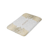 白エレガントと金ゴールドフローラペイズリーレース バスマット (アングル)