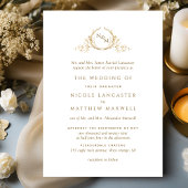 白エレガントと金ゴールドモノグラフォーマルム結婚ズ 招待状