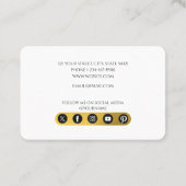 白エレガントと金ゴールドモノグラムのソーシャルメディアのアイコン 名刺 (裏面)