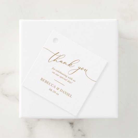 白エレガントと金ゴールドモノグラ結婚ムありがとう フェイバータグ (インサイチュ)