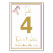 白エレガントと金ゴールド結婚の テーブルナンバー (裏面)