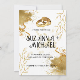 白エレガントと金ゴールド結婚の 招待状