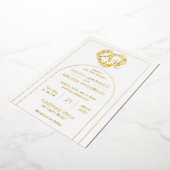 白エレガントと金ゴールド結婚の 箔招待状 (回転した状態)