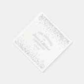 白エレガントと銀のグリッター結婚式 スタンダードカクテルナプキン (角)