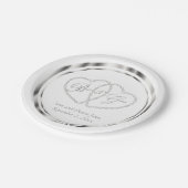 白エレガントと銀結婚の ペーパープレート (アングル)