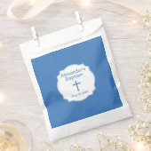 白エレガントと青のクロスバプテスマ《キリスト教》洗礼式や命名式 フェイバーバッグ (クリップ留めされた状態)