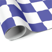 白エレガントと青のチェッカーボ絵を描ード ラッピングペーパー (ロールコーナー)