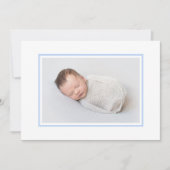 白エレガントと青のフォト誕生 案内状 (正面)