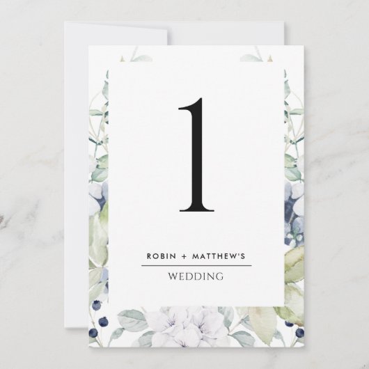 白エレガントと青のフローラのテー結婚ブル番号 (正面)