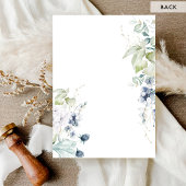 白エレガントと青のフローラフォーマル結婚の 招待状