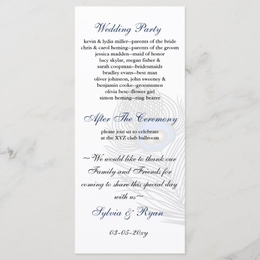 白エレガントと青の孔雀プログラム プログラム (裏面)