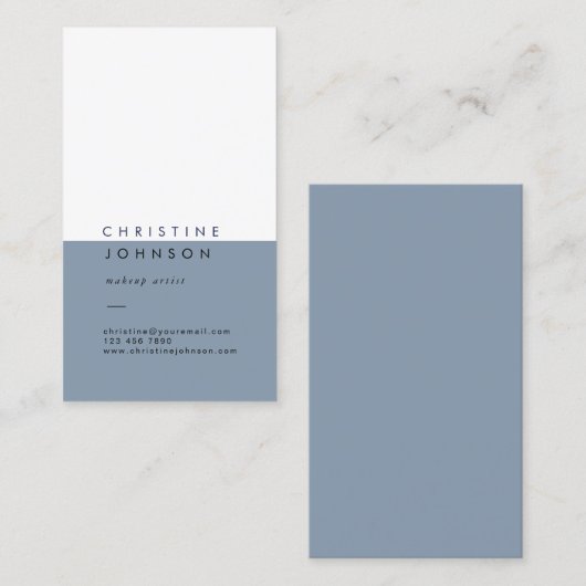 白エレガントと青の無垢 名刺 (正面/裏面)