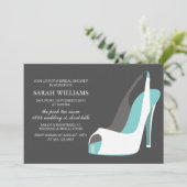 白エレガントと青の靴ブライダルシャワー 招待状 (スタンド正面)