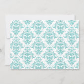 白エレガントと青の靴ブライダルシャワー 招待状 (裏面)