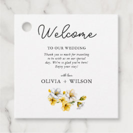 白エレガントと黄のフローラの結婚歓迎 フェイバータグ