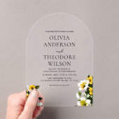 白エレガントと黄のフローラ結婚 アクリル招待状 (インサイチュ (ポータブル))