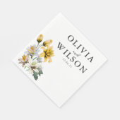 白エレガントと黄のフローラ結婚 スタンダードランチョンナプキン (角)