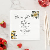 白エレガントと黄色のフローラの結婚カクテル スタンダードランチョンナプキン (インサイチュ)