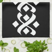 白エレガントと黒に輝く キッチンタオル (折り畳み)