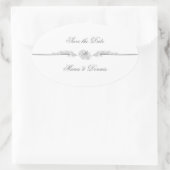 白エレガントと黒のウェディングラベル 楕円形シール (バッグ)