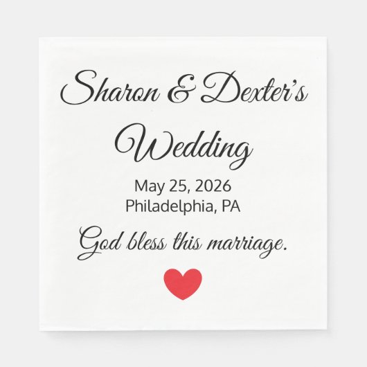 白エレガントと黒のウェディングレセプション スタンダードランチョンナプキン (正面)