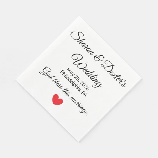 白エレガントと黒のウェディングレセプション スタンダードランチョンナプキン (角)