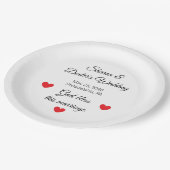 白エレガントと黒のウェディングレセプション ペーパープレート (アングル)